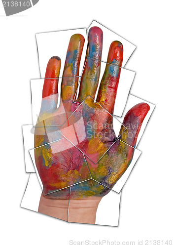 Image of colorful painted human hand