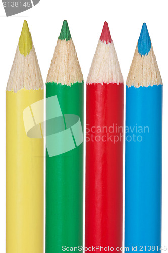 Image of yellow,green,red and blue pencil 