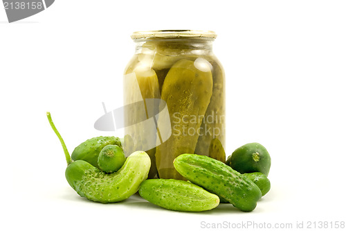 Image of Glass jar with cucumbers