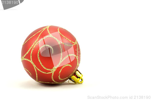 Image of red christmas ball with ornament