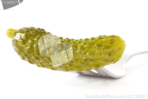 Image of fork with pickled cucumber