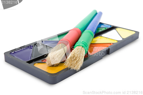 Image of water paint with two brushes
