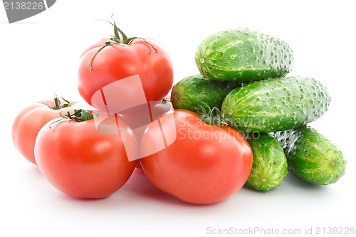 Image of Fresh raw tomatoes and cucumbers