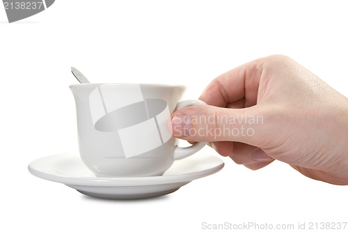 Image of hand and teacup with plate