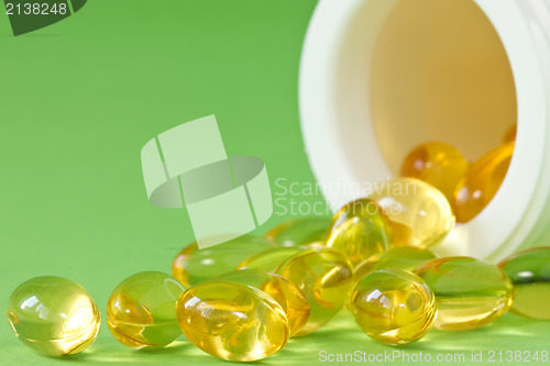 Image of  pills on green background