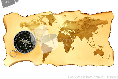 Image of Old map and compass