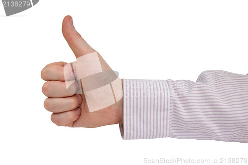 Image of businessmen's hand make thumb up