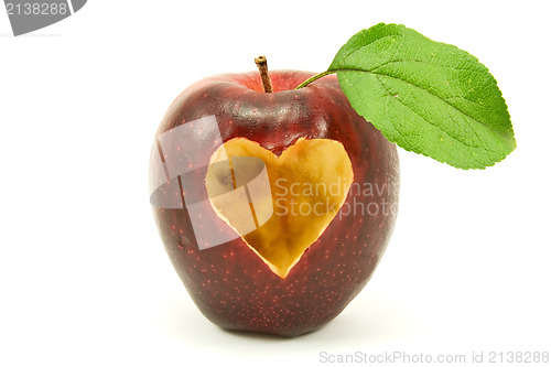 Image of apple with a heart shape 