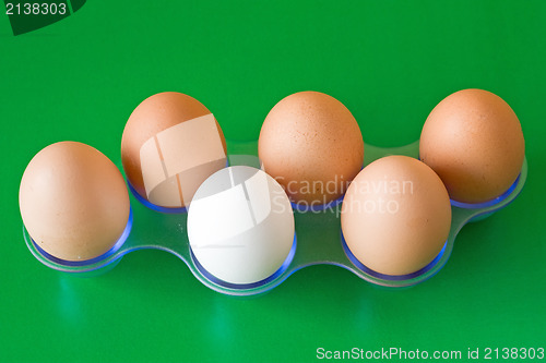 Image of white egg in a middle of brown
