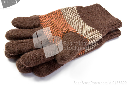 Image of warm  woolen knitted gloves  
