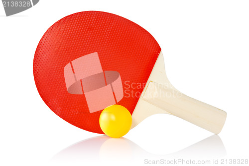 Image of Table-tennis racket and ball