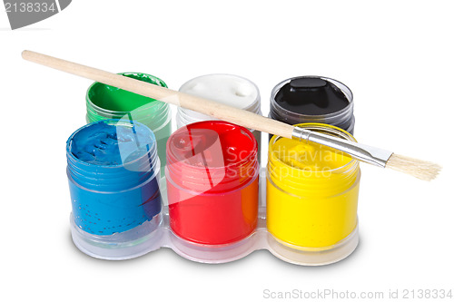 Image of color gouache with paintbrush