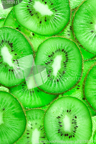 Image of vivid green  background of kiwi slices