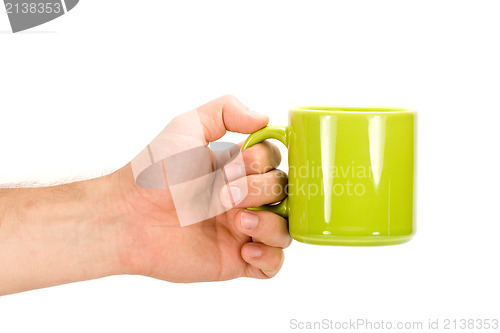 Image of Hand with green cup 