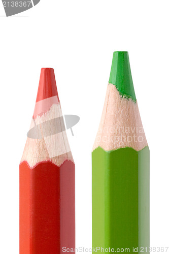 Image of red and green pencil