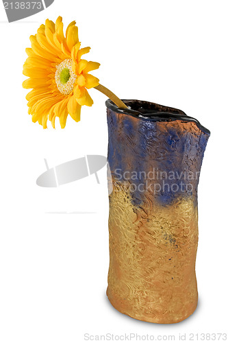 Image of vase with yellow gerbera 