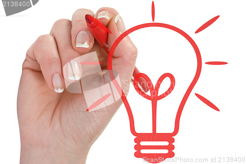 Image of Hand draw light bulb on white background