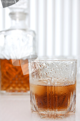 Image of wet glass of whiskey