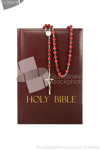 Image of holy bible with rosary