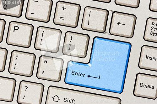 Image of Computer keyboard with blue Enter key