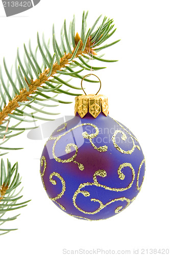 Image of branch with a blue bauble