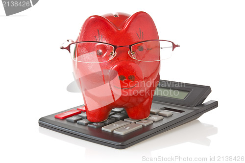 Image of calculator and piggy-bank 