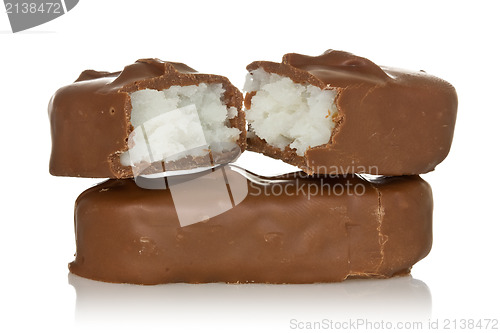 Image of chocolate bars with coconut filling