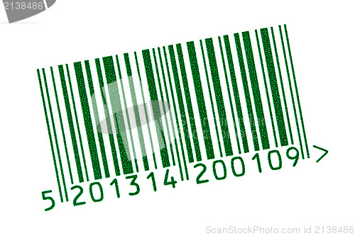Image of green barcode isolated on white