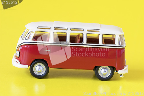 Image of red bus isolated on yellow background