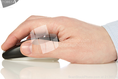 Image of Hand holding  wireless computer mouse