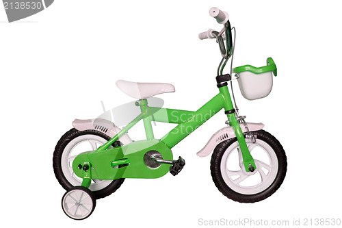Image of green children's bicycle
