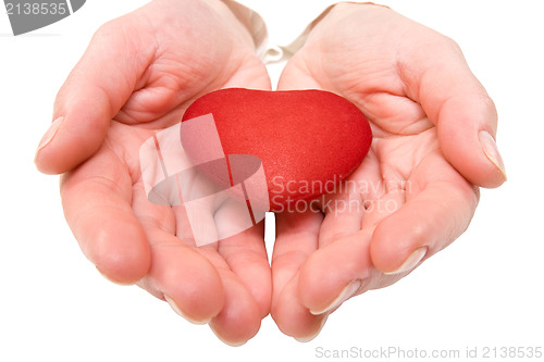 Image of woman hold red heart 