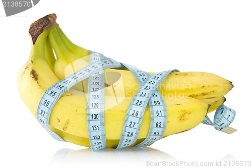 Image of bananas wrapped with measuring tape 