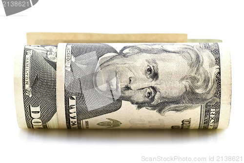 Image of american dollars on white background