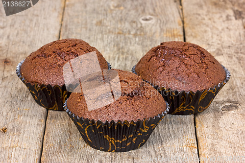 Image of Three chocolate muffins