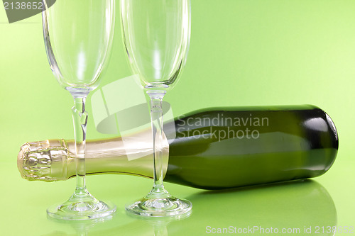 Image of champagne bottle and glasses 