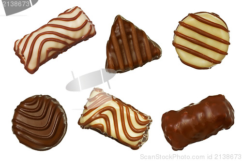Image of Different chocolate pralines