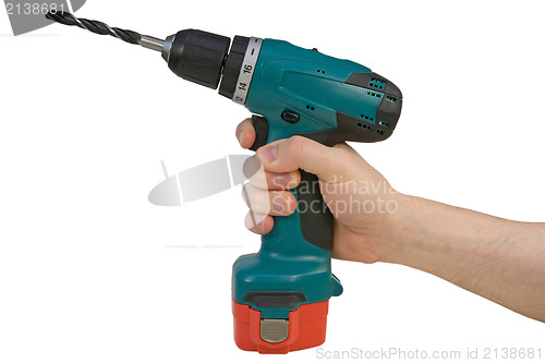 Image of Hand holding cordless drill