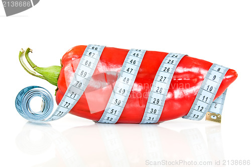 Image of big pepper with a measure tape