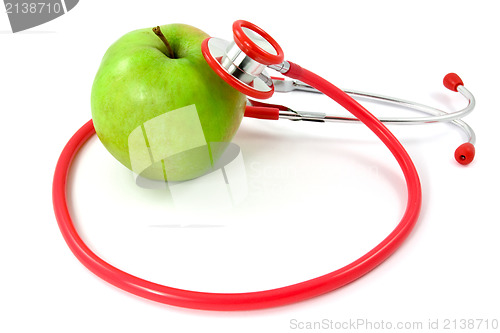 Image of healthy apple and Stethoscope
