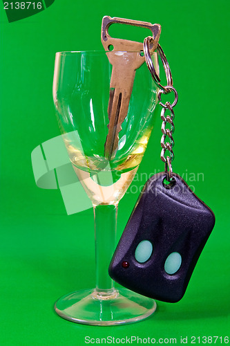Image of car key in a wine glass