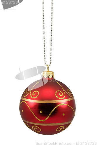 Image of red hung christmas bauble