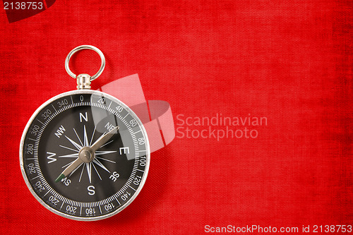 Image of compass on the vivid red background