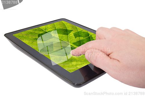 Image of tablet computer with recycle symbol 