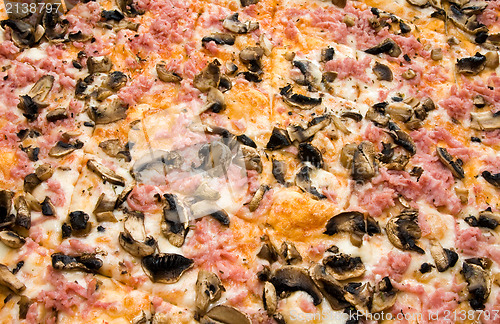 Image of Pizza with Ham and Mushrooms