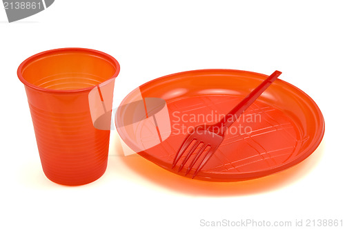 Image of red disposable tableware