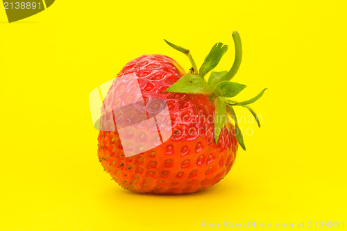 Image of strawberry isolated on yellow background