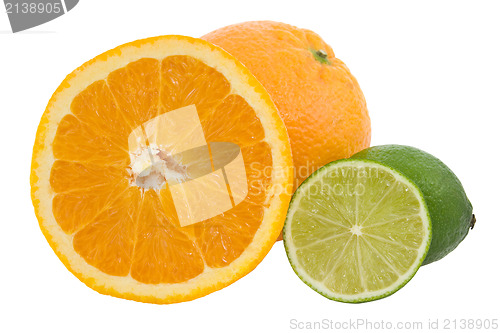 Image of orange fruits and green lemons