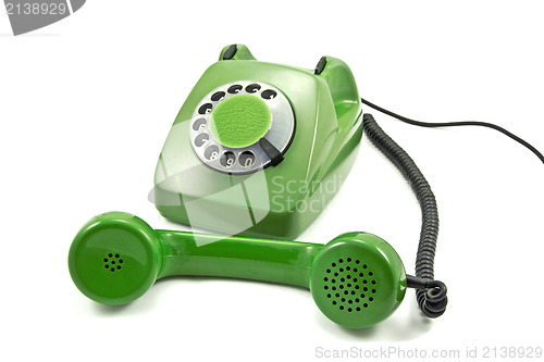 Image of Old-fashioned green analogue phone