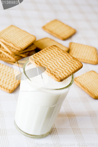 Image of glass of milk with cookies
